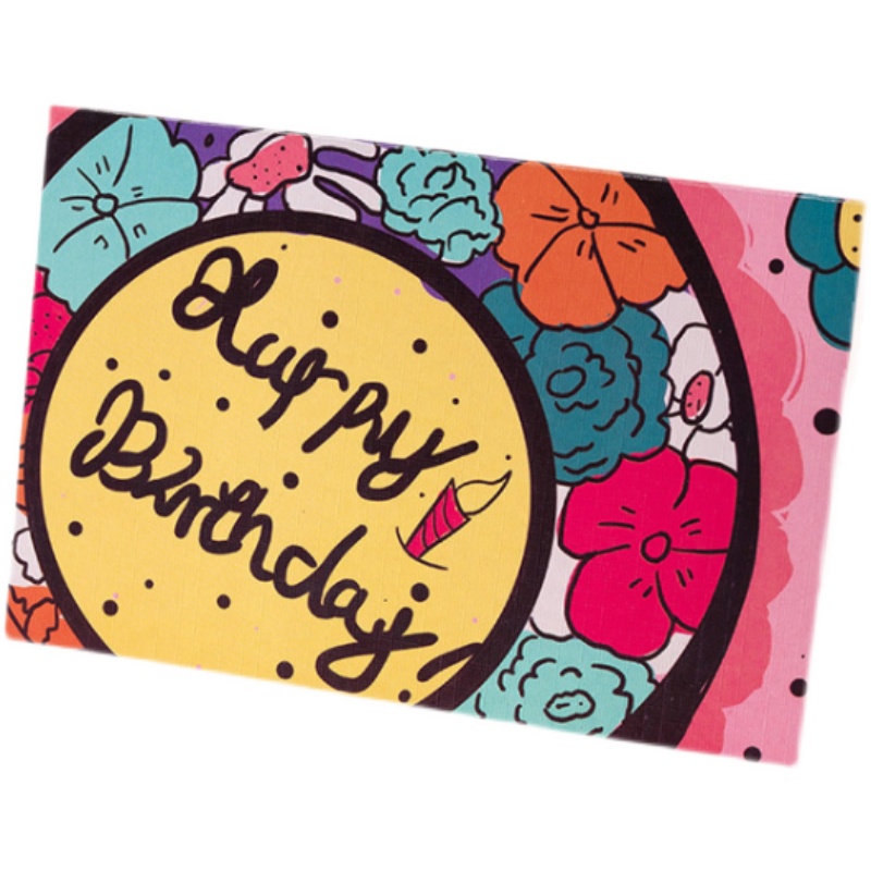 手绘卡通生日贺卡儿童派对空白折叠祝福卡烘培店送贺卡