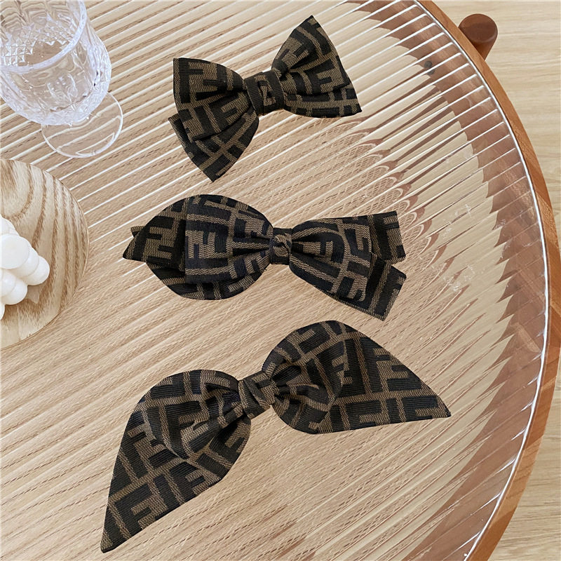 复古字母蝴蝶结发夹大号韩国网红发饰少女马尾旅行发卡