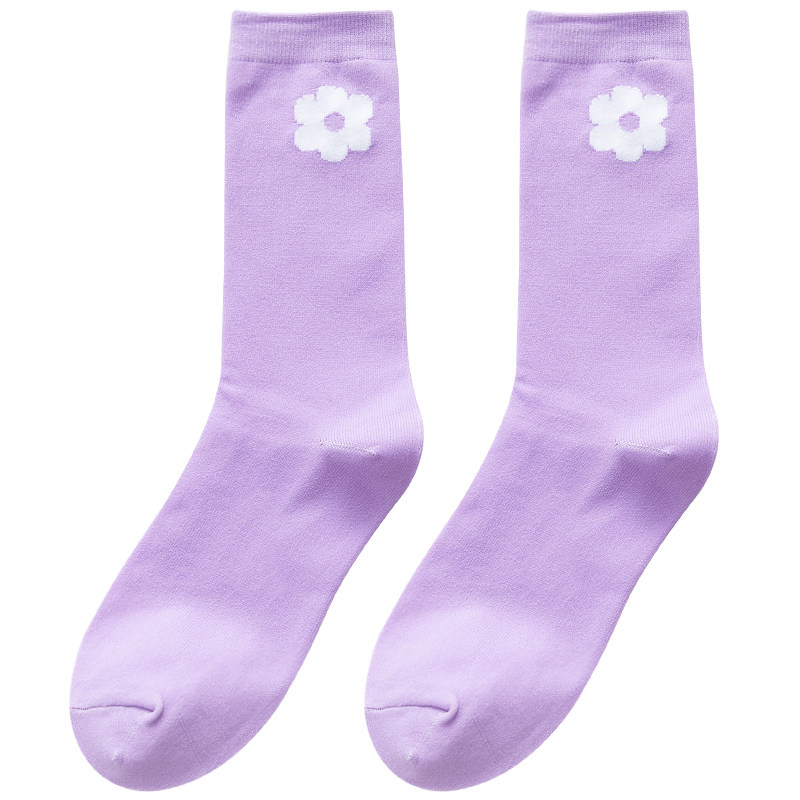 紫色长筒运动可爱春秋网红ins袜子筒袜中筒中筒袜