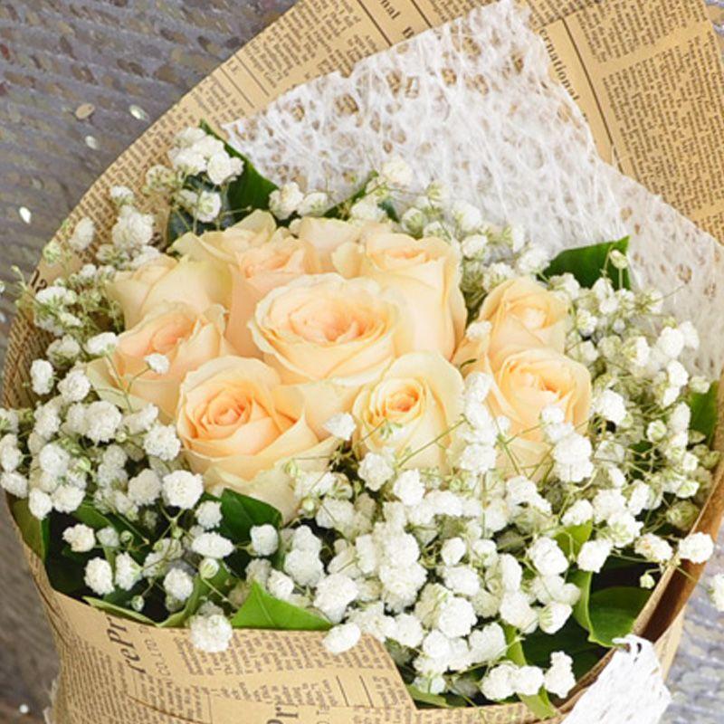 情人节鲜花生日鲜花速递同城11朵香槟玫瑰玫瑰花花束鲜花速递同城