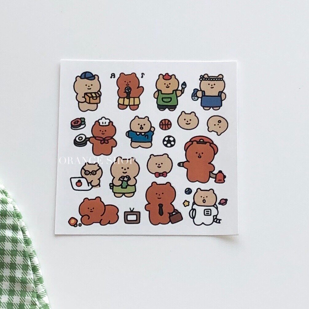 橘子商店韩国manzoopancy职场小熊贴纸ins可爱手帐贴纸