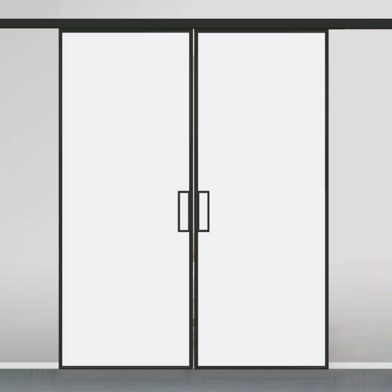 联动移门单轨吊趟门极窄边框玻璃推拉门缓冲阻尼厨房门