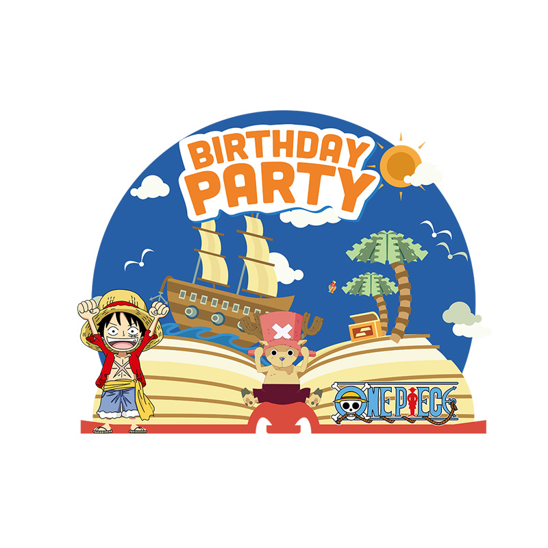 海贼王合影ai设计素材喷绘kt背景派对主题生日设计素材