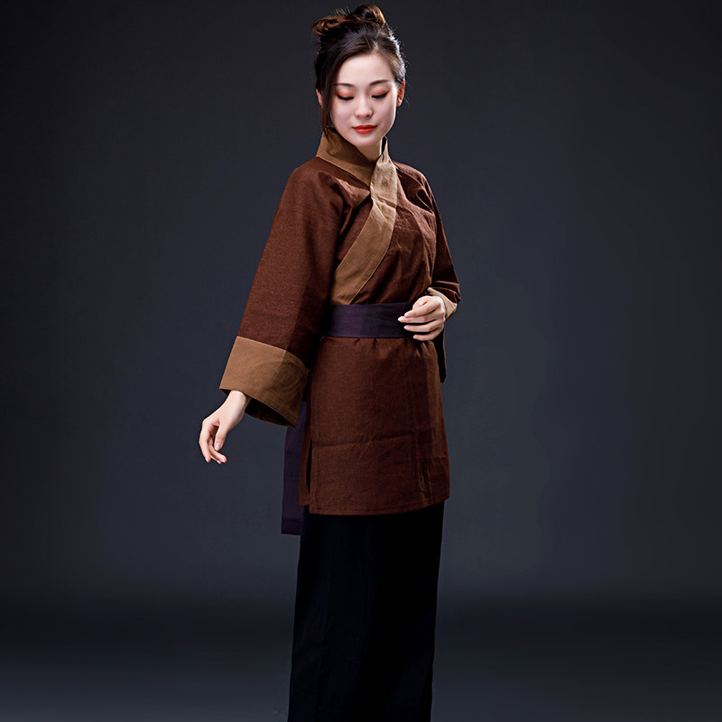 影视古装棉麻汉服剧组农民店小二群演演出服舞台民族服装