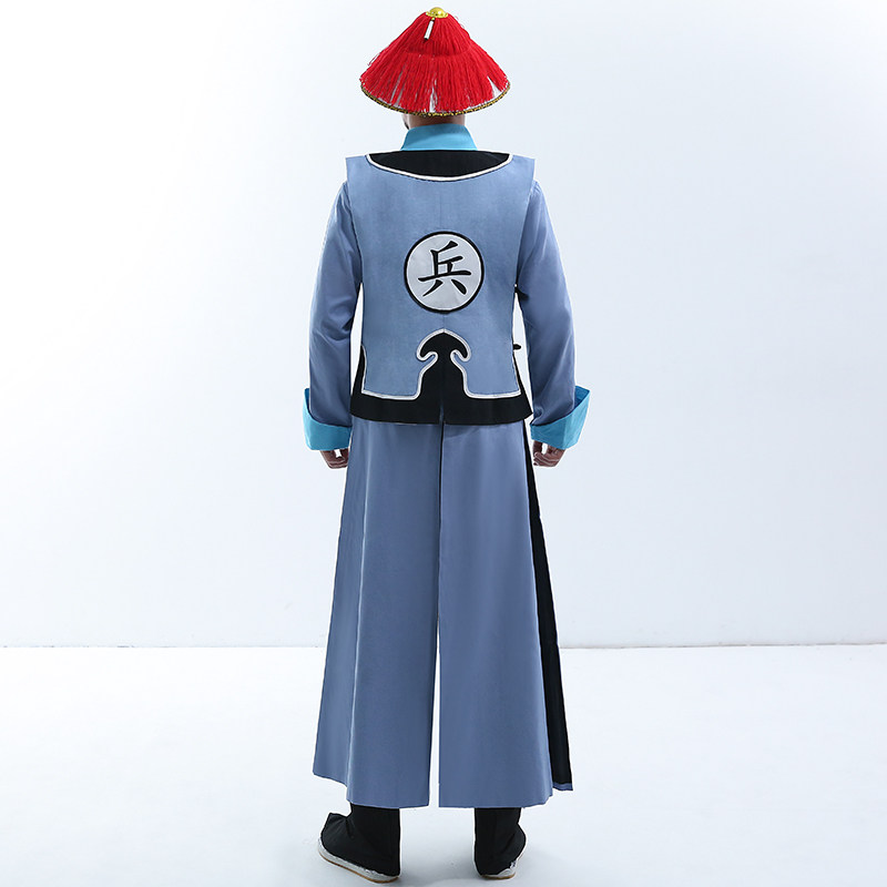 影视古装棉麻男士清朝官兵服小兵古装侍卫服衙役捕快古装演出服