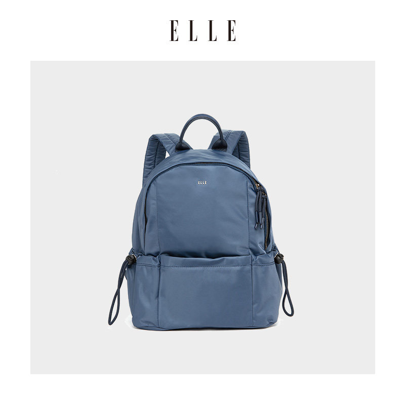 elle女包多功能双肩包大容量休闲包撞色尼龙旅行包背负双肩背包