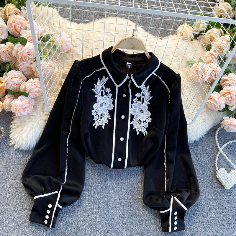 名媛气质上衣2020年新款女士衬衫复古宫廷风灯笼袖宽松百搭衬衣女