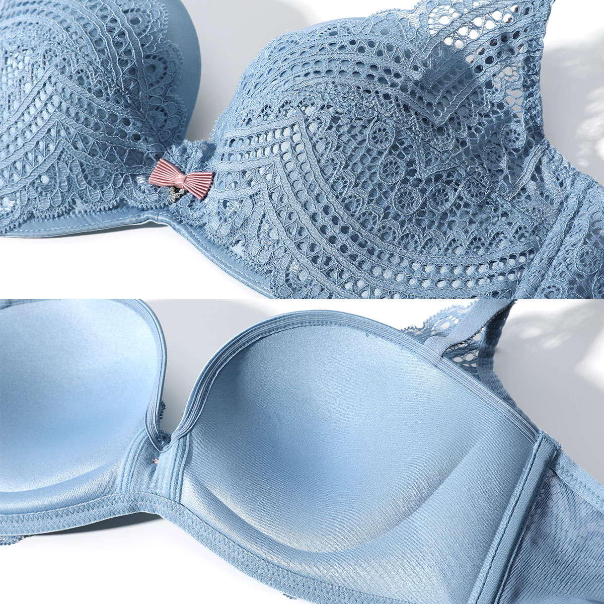 安莉芳蕾丝下厚上薄款无钢圈文胸女士舒适聚拢内衣eb00140
