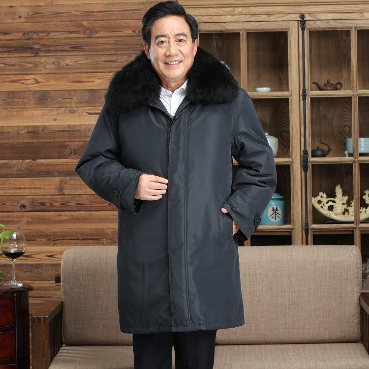 羊皮加长大衣皮袄真皮皮衣爸爸棉衣紫羔皮毛皮衣