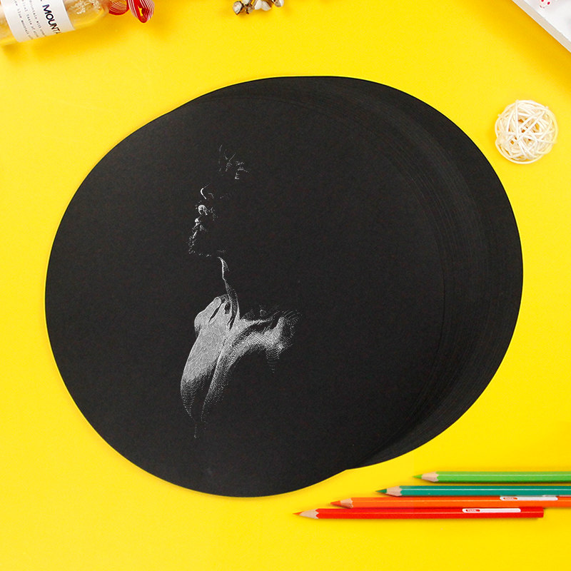 圆形黑色牛皮纸油画绘画水粉彩铅动漫手绘抖音同款美术专用马克纸