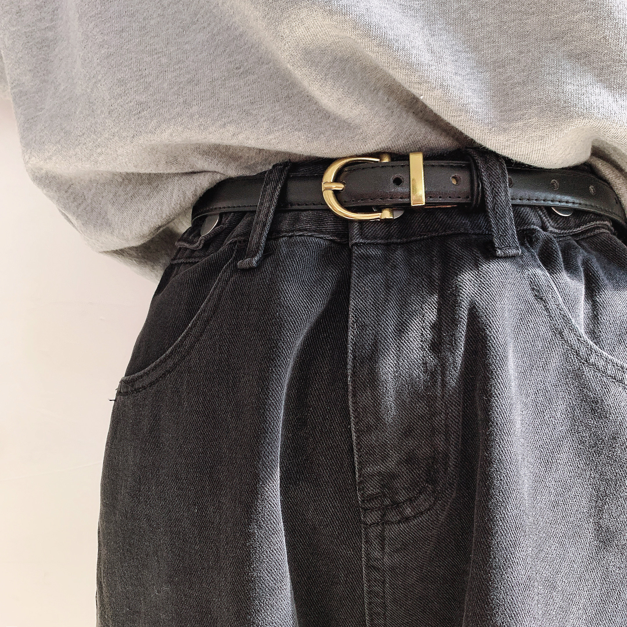 皮带牛仔裤带黑色裤腰带牛仔裤女款复古小众设计腰带