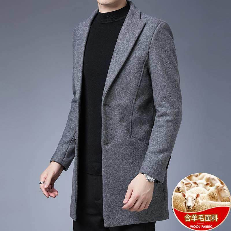 冬天西装外套休闲西服中年中长毛呢大衣秋冬季毛呢大衣