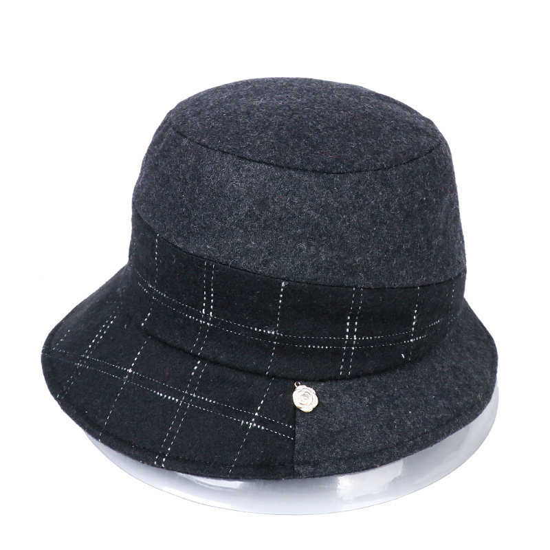 帽子帽格品牌呢子帽日纹盆渔夫子女顶宽平顶帽子