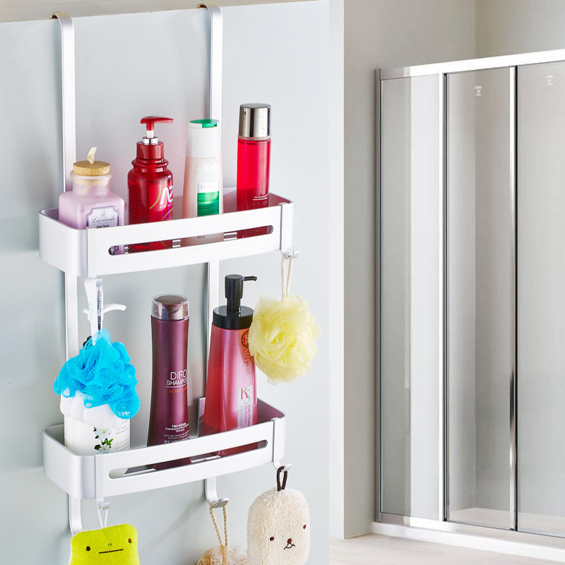 淋浴房置物架浴室洗澡间304不锈钢壁挂2层挂篮免打孔卫生间收纳架