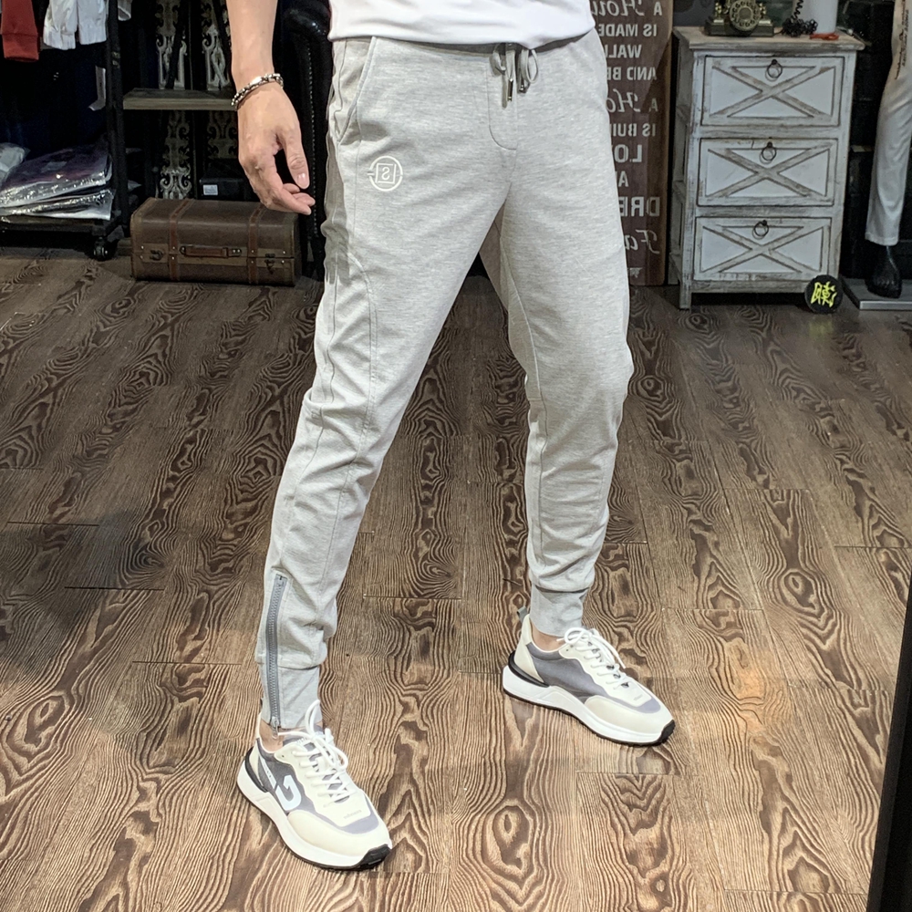 男士灰色卫裤男潮牌束脚运动裤休闲裤子男薄款男裤2022夏季小脚裤