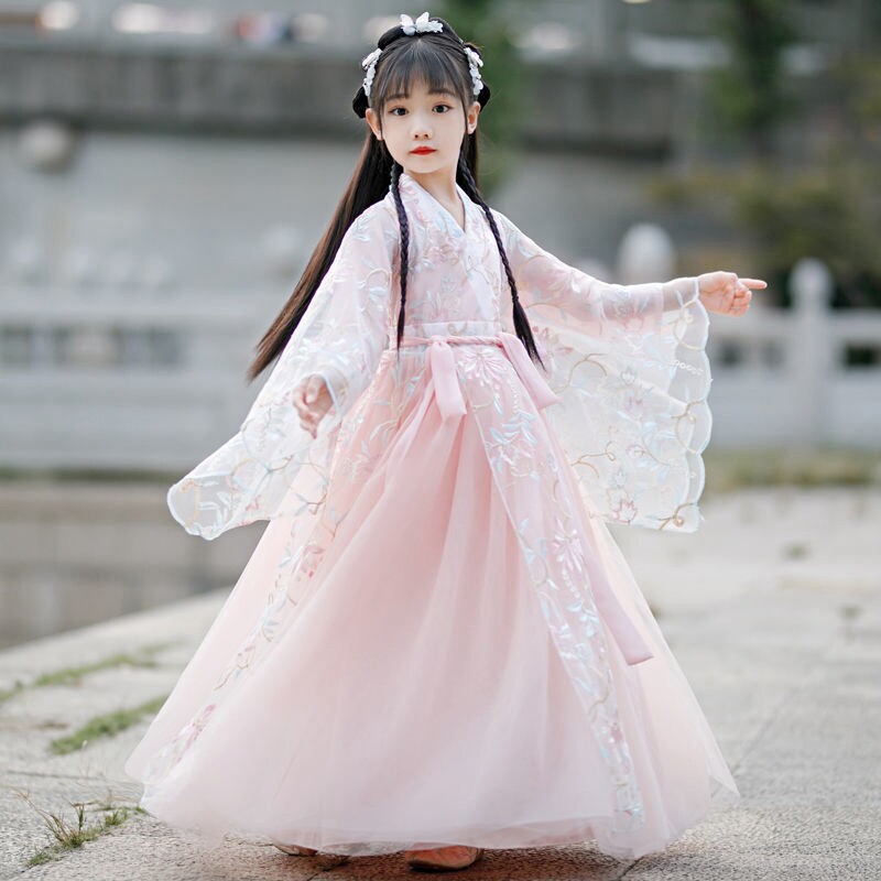 汉服女童夏季2022新款飘逸超仙古装小女孩儿童唐装