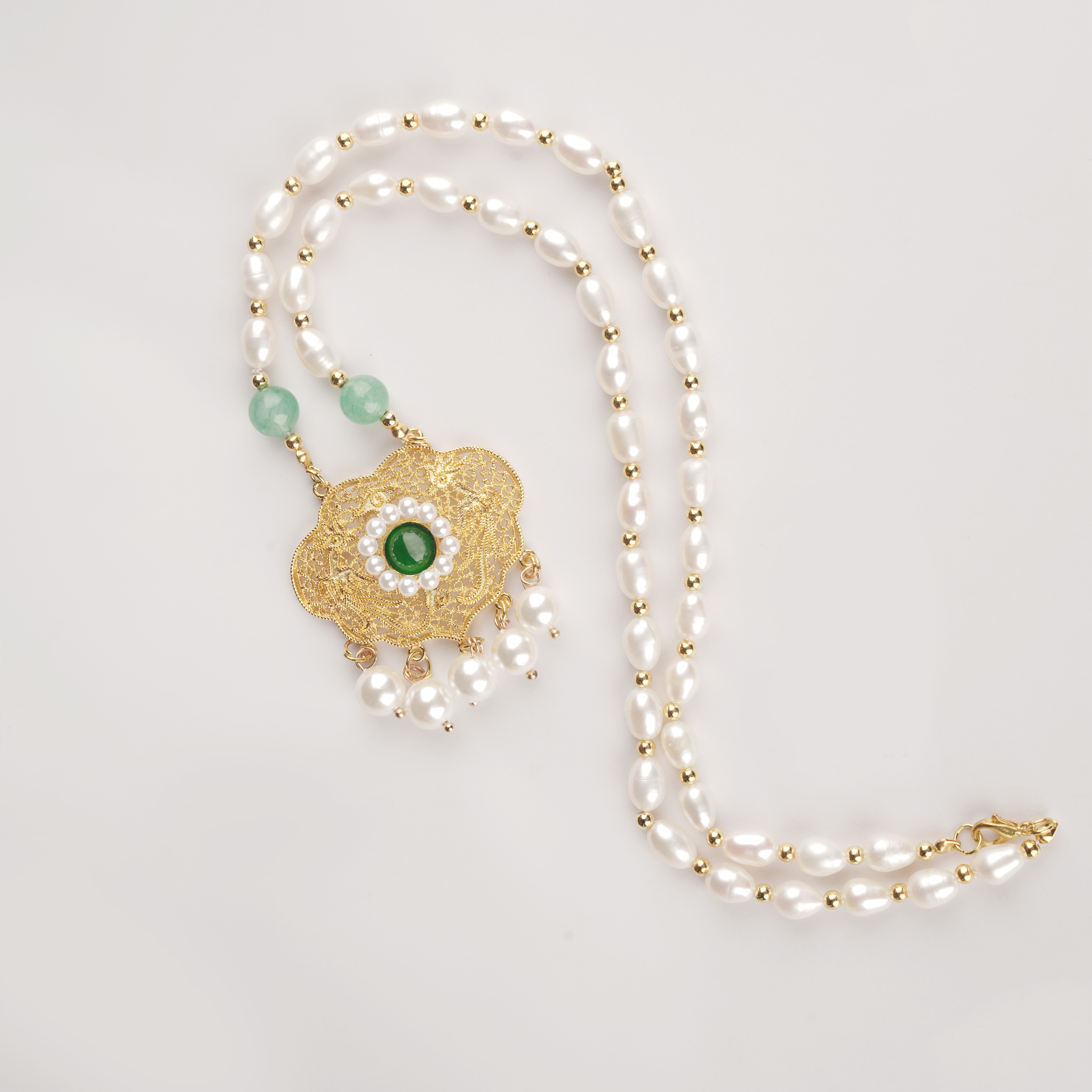 竹同汉服天然珍珠平安项链旗袍宋制璎珞如意项链