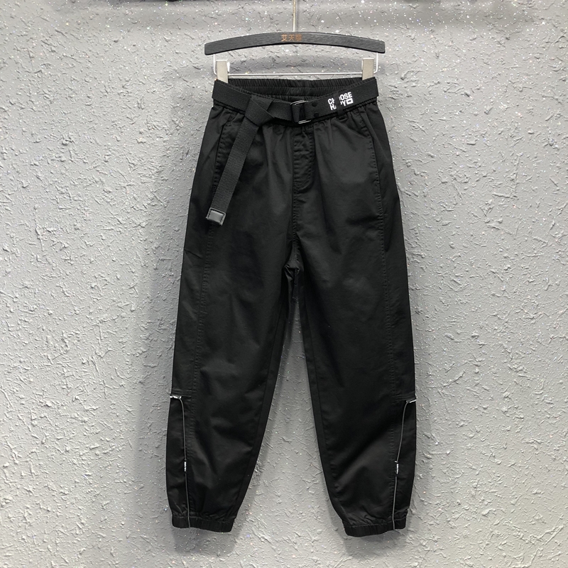 工装裤女2022秋季新款高腰宽松显瘦时尚休闲九分束脚老爹哈伦裤潮