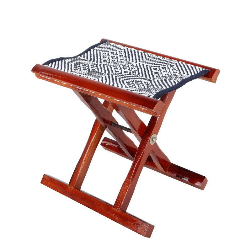马扎质量好山东实木加粗槐枣木马布面钓鱼便携折叠凳