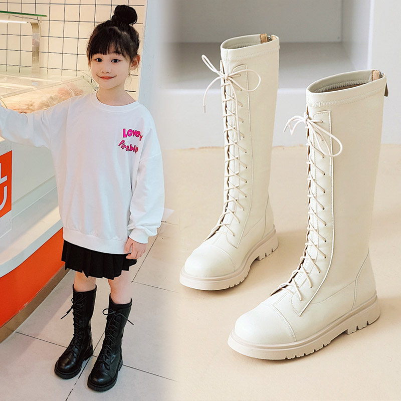 女童长靴2020春夏儿童马丁靴单女孩弹力长筒皮靴