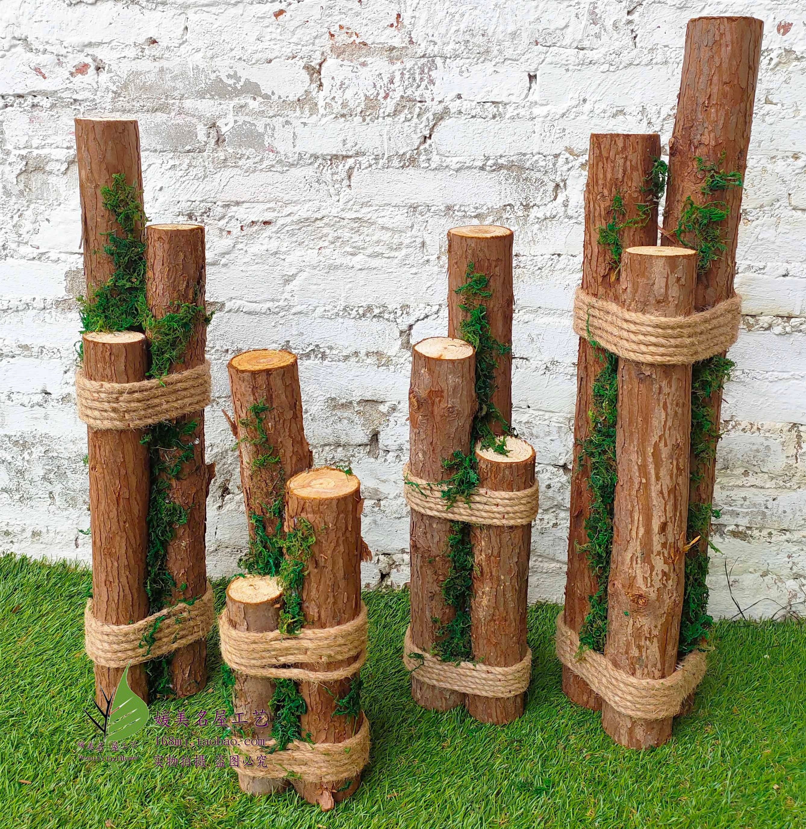 婚庆路引仿真木桩新款森系实木草坪麻绳树桩节日装扮用品