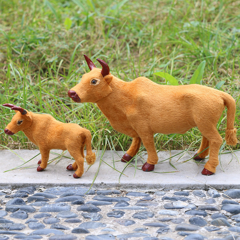 摆件仿真真牛动物模型黄牛标本宴席布景装饰品摆件