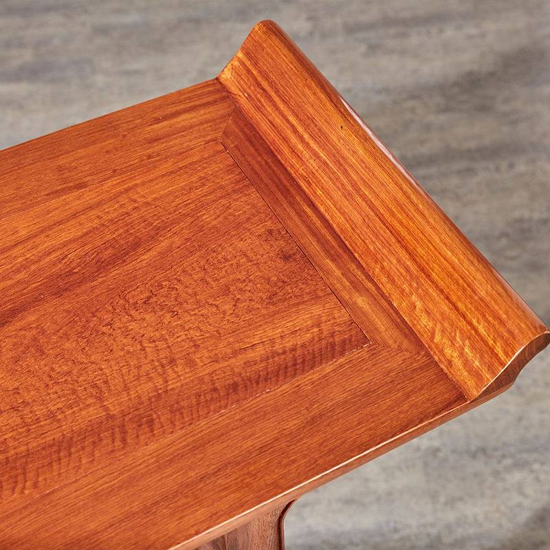 红木家具缅甸花梨夹头隼云纹牙头翘头案明式条案