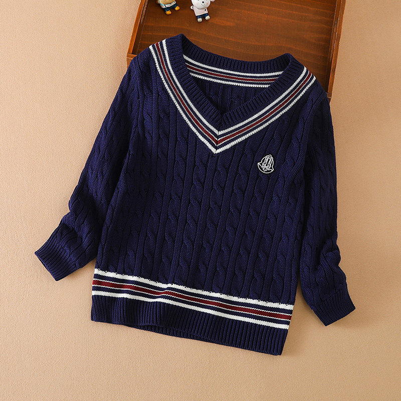 男童春秋毛衣2022新款儿童白色条纹针织衫男孩毛衣