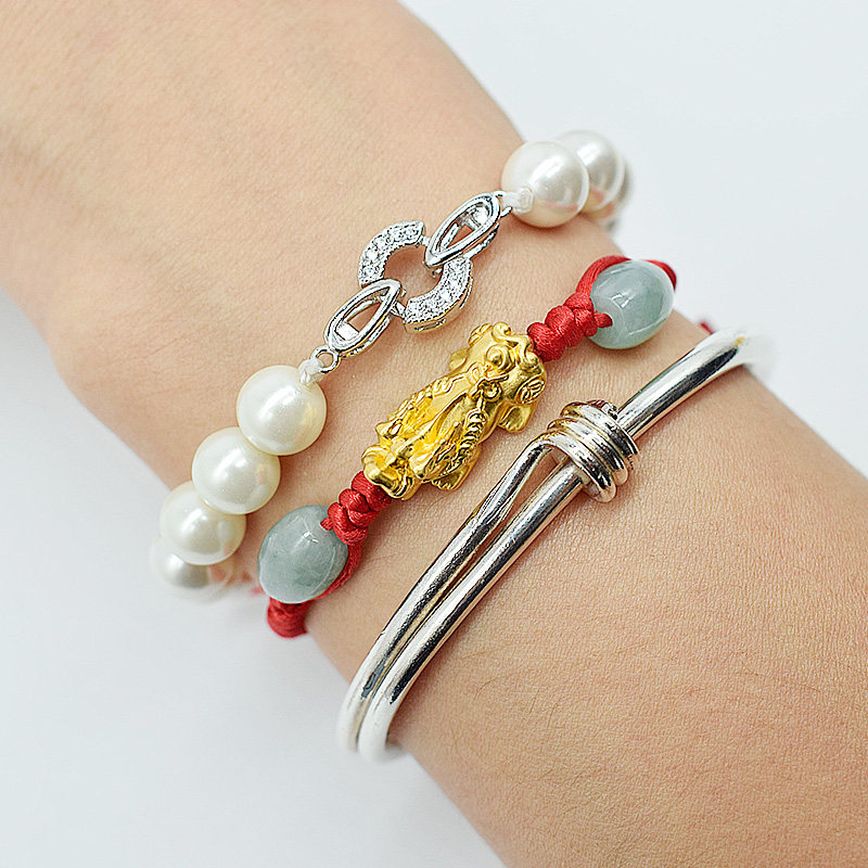 diy925半银圆形穿珍珠手链扣项链扣连接扣女款手链搭扣万能扣活扣