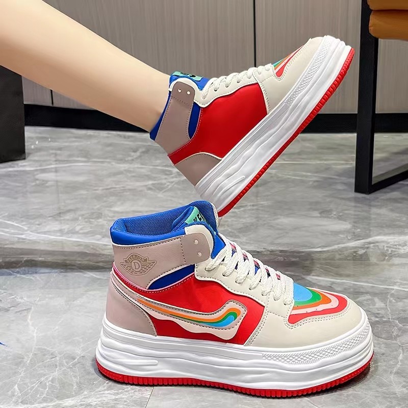 鸳鸯鞋女爆款国潮休闲高帮鞋2022秋季新款小白鞋高帮鞋