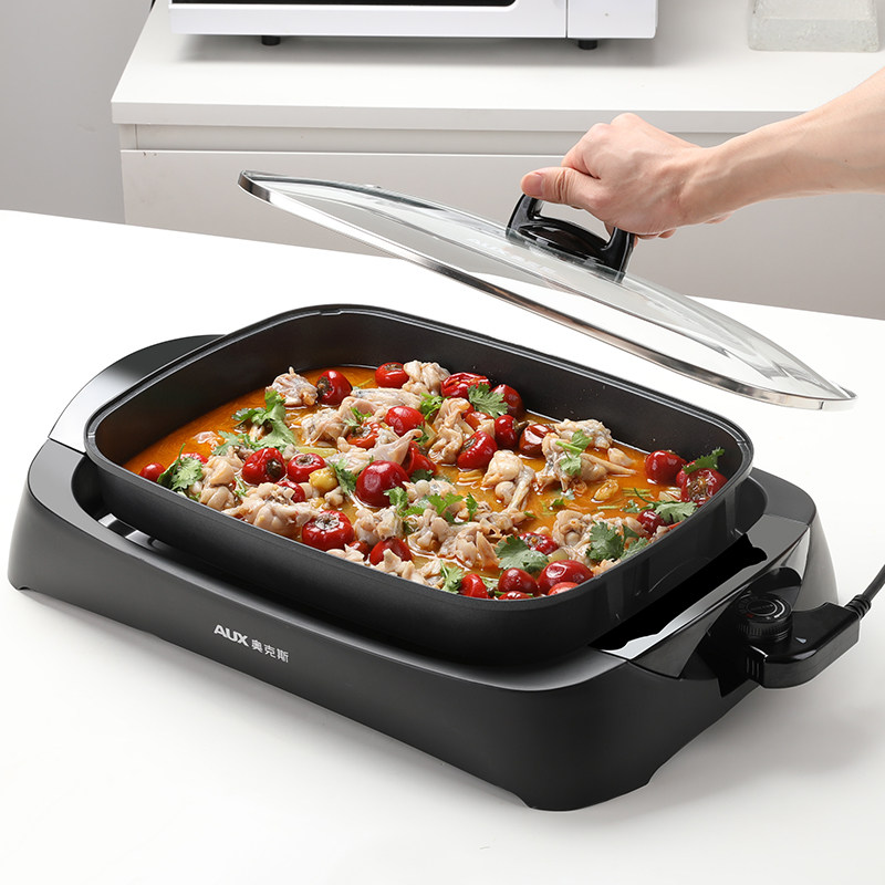 奥克斯烤盘烤鱼家用烧烤火锅一体商用纸包专用烤串机