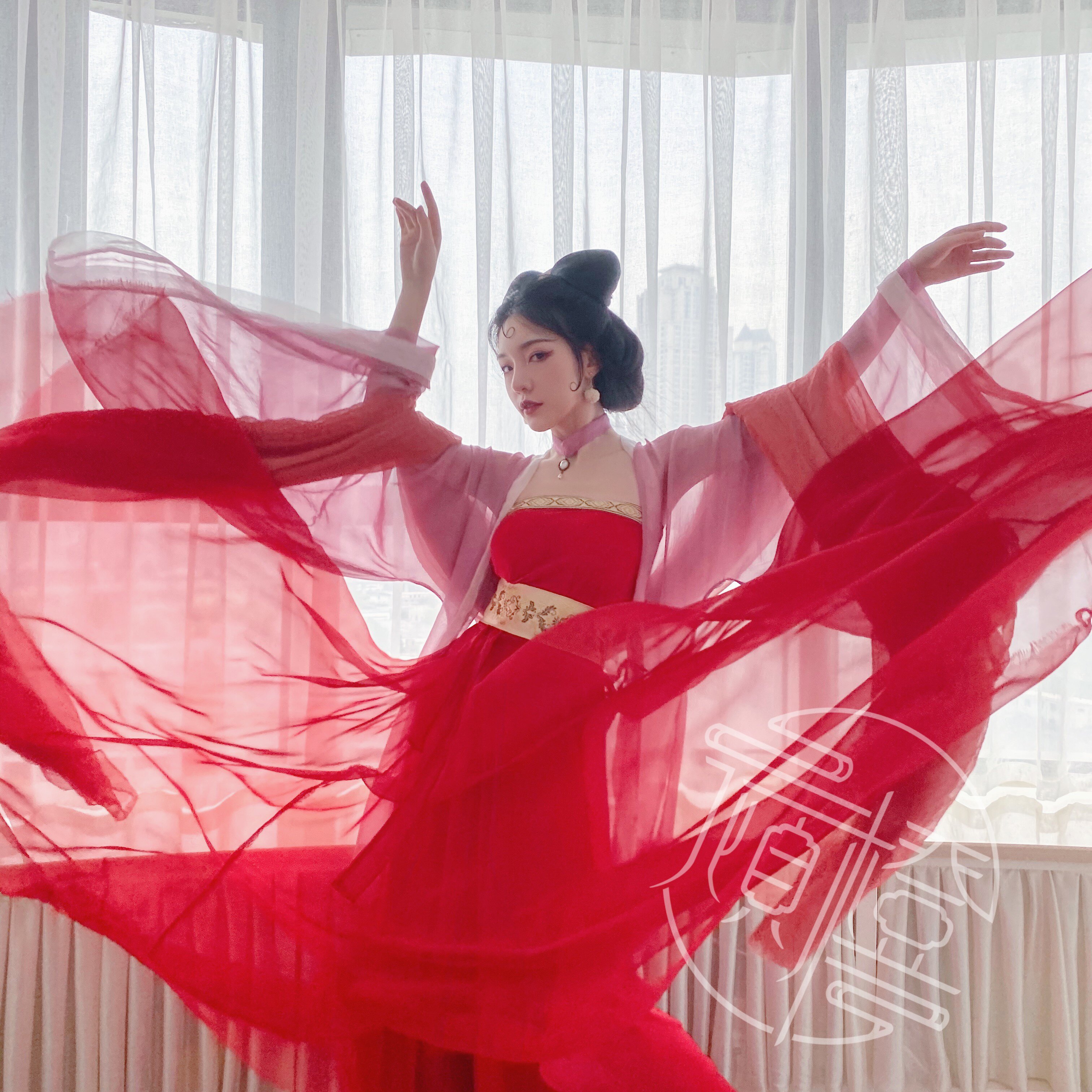 橙子同款原创妲己cos古风风飘逸仙汉元素舞蹈汉服