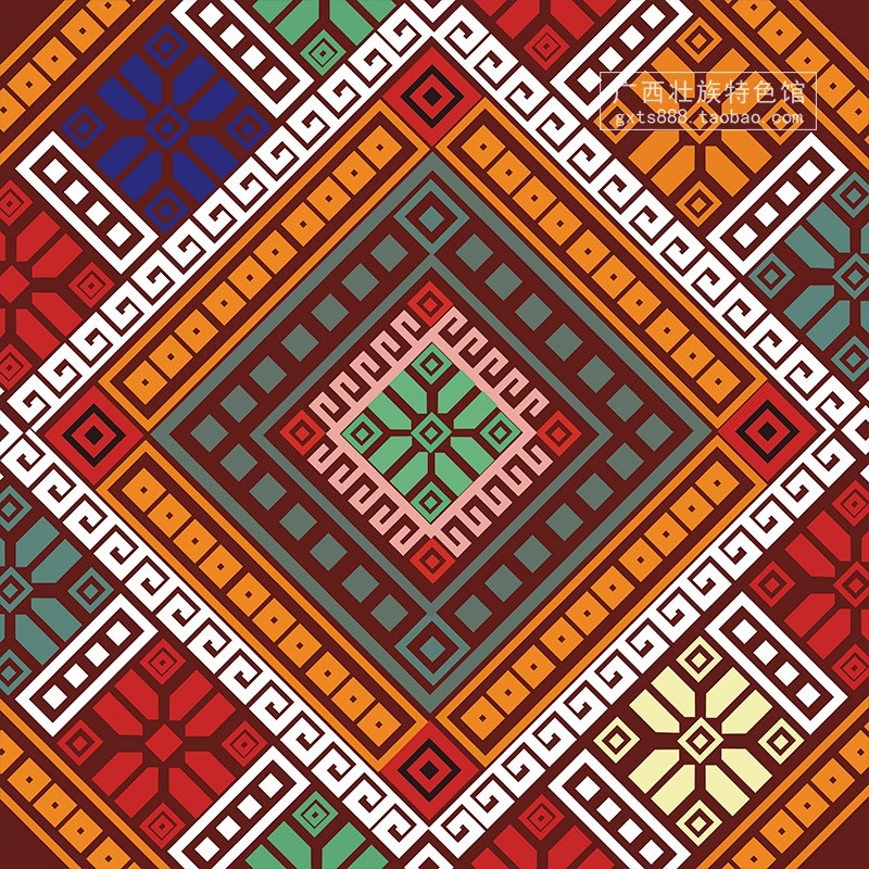 广西壮锦图案民俗文化元素画报少数民族特色壁挂年画壮锦
