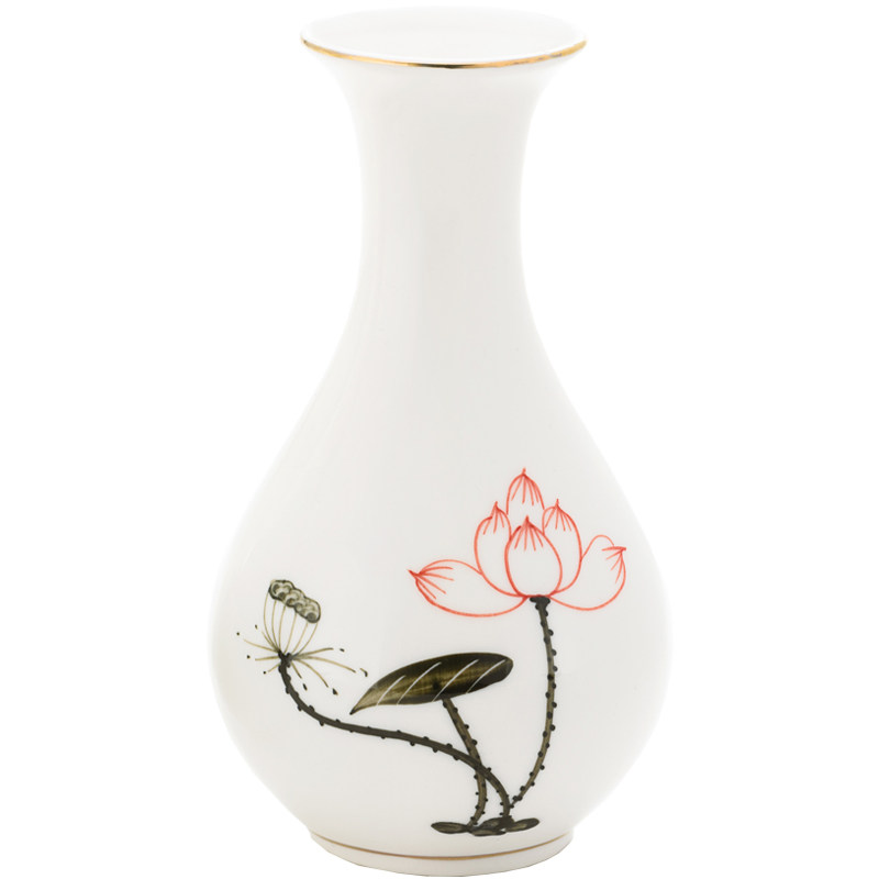 花瓶手绘莲花陶瓷供佛多款莲藕甘露瓶供瓶杨柳花瓶