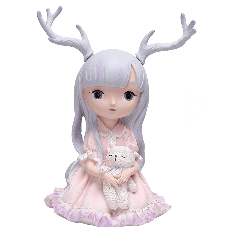 梦幻小鹿女孩摆件可爱少女心房房间卧室装饰摆件