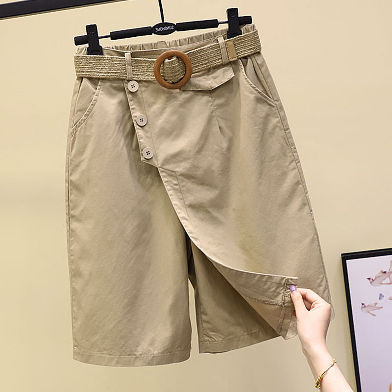 工装短裤女夏季薄款阔腿宽松2022新款黑色半身裙休闲直筒五分裤潮