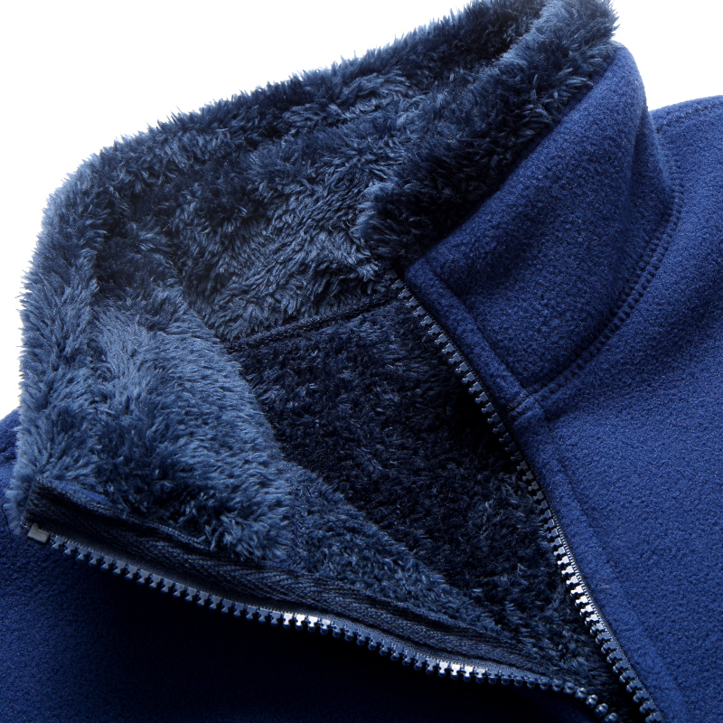 抓绒卫衣男秋冬摇粒绒外套加绒加厚双面珊瑚绒户外中老年开衫外套