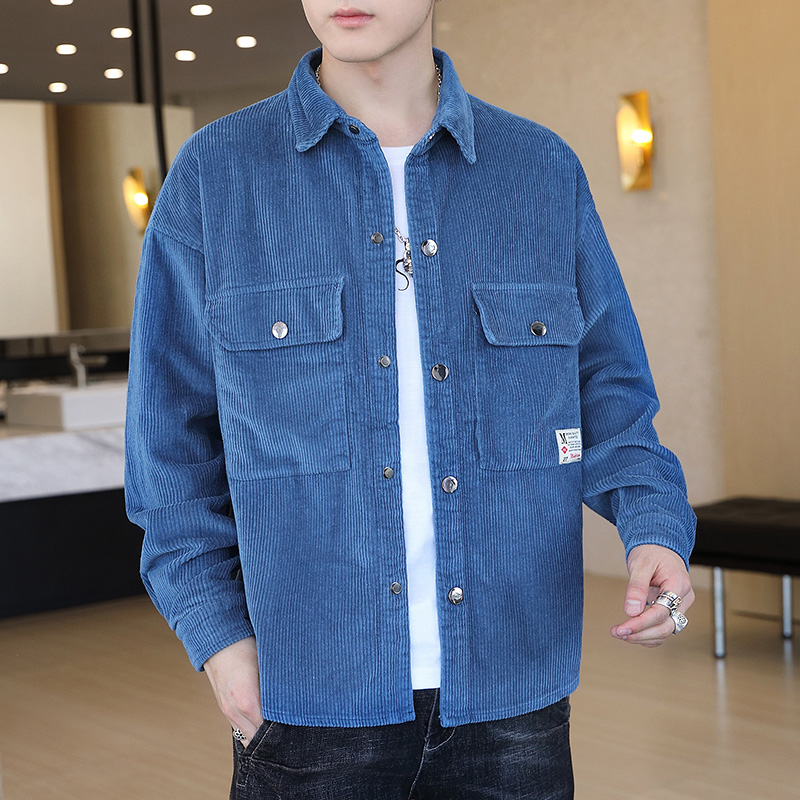 2022春秋季韩版潮流工装休闲外套男装帅气男士宽松秋装灯芯绒夹克