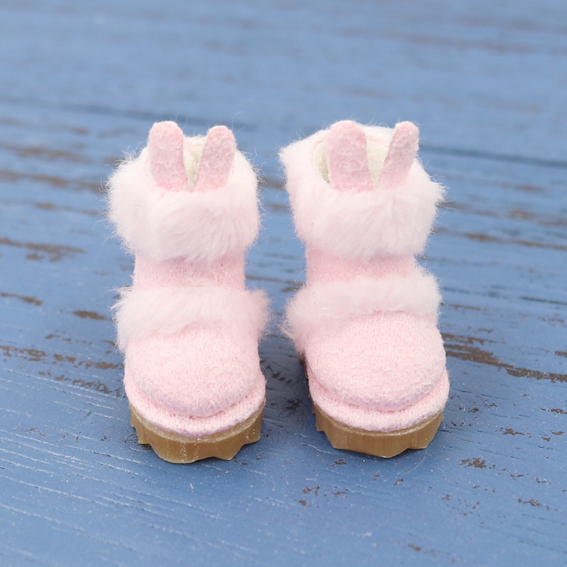 middieicy布娃娃ob11obitsu11鞋子兔耳加绒毛绒长筒雪地娃娃