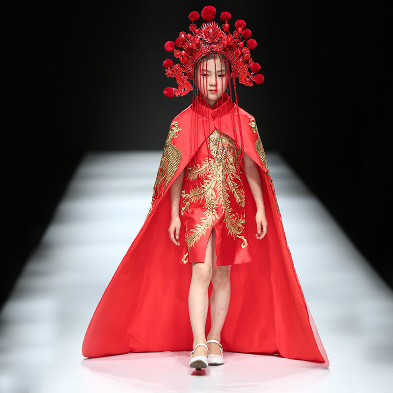 薇设计 发布会新款国潮儿童 中国风高端礼服女童t台走秀礼服出租