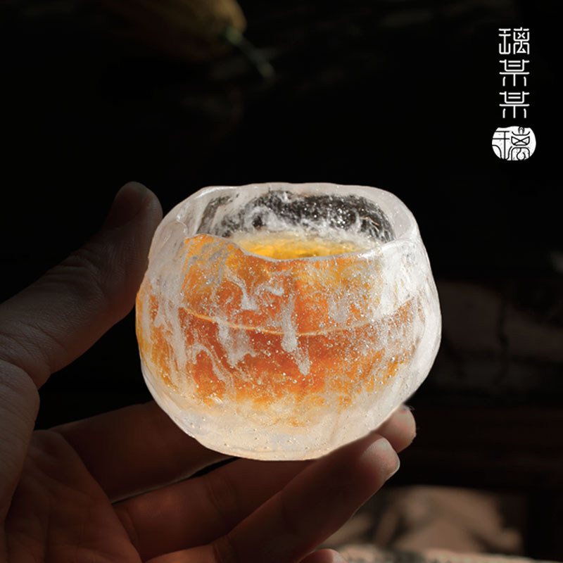 日式琉璃冰冻玻璃手工茶杯茶具李子酒杯男女茶杯