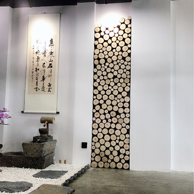 圆木片diy背景墙木头片原木酒吧茶楼装饰墙面装修木桩片壁饰木块