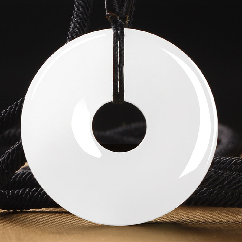 精华羊脂白玉平安扣和田玉玉吊坠天然男女玉石颈饰