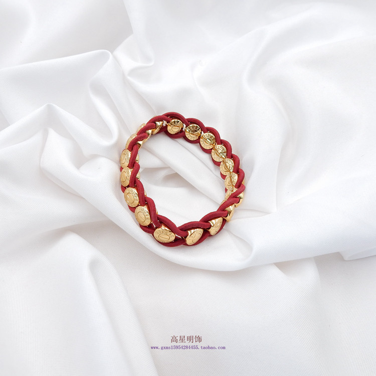 henribendel高级金属感金色弹力线珐琅水晶logo女高贵奢华手镯51