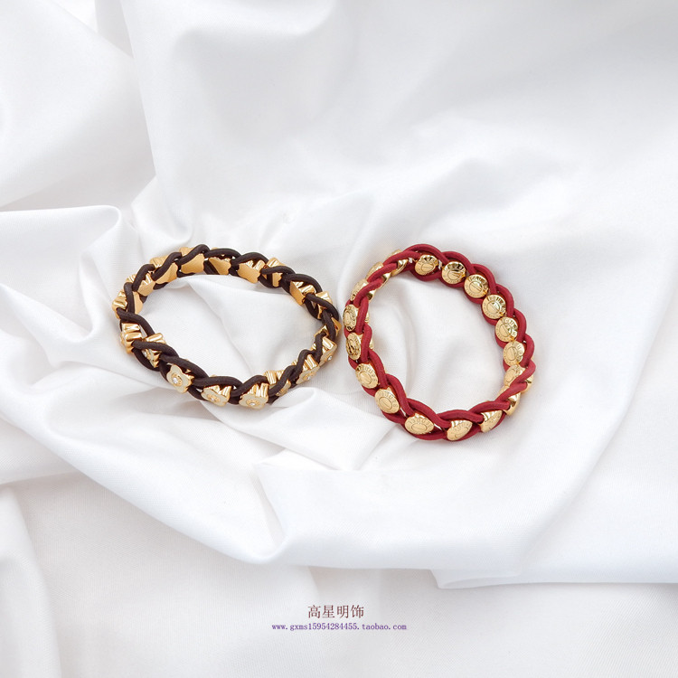 henribendel高级金属感金色弹力线珐琅水晶logo女高贵奢华手镯51