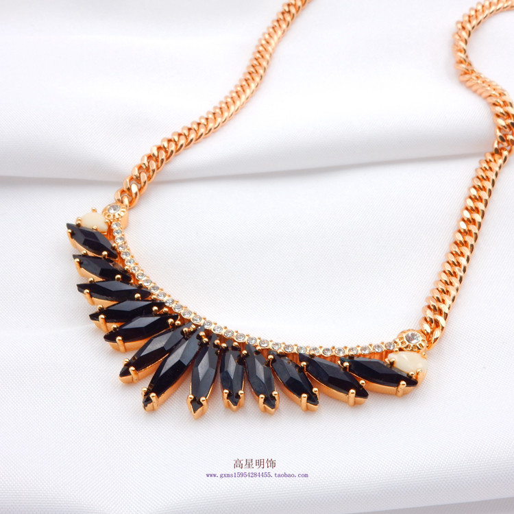 henri项链新潮时尚独特简约水晶bendel金水晶玫瑰项链