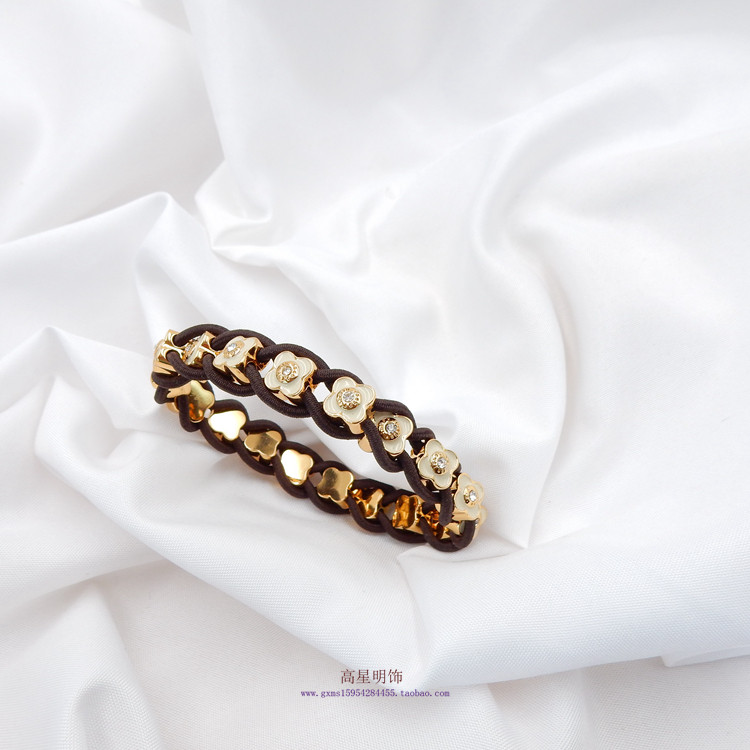 henribendel高级金属感金色弹力线珐琅水晶logo女高贵奢华手镯51