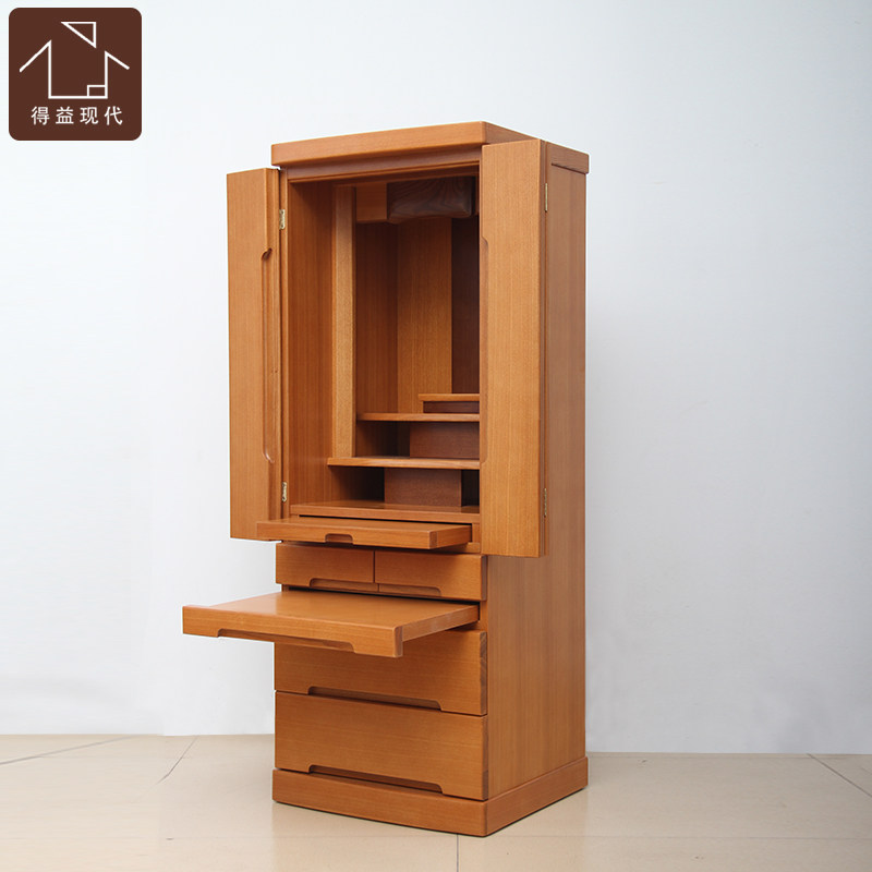 佛龛得益出口白蜡木带门日本佛坛现代财神佛柜