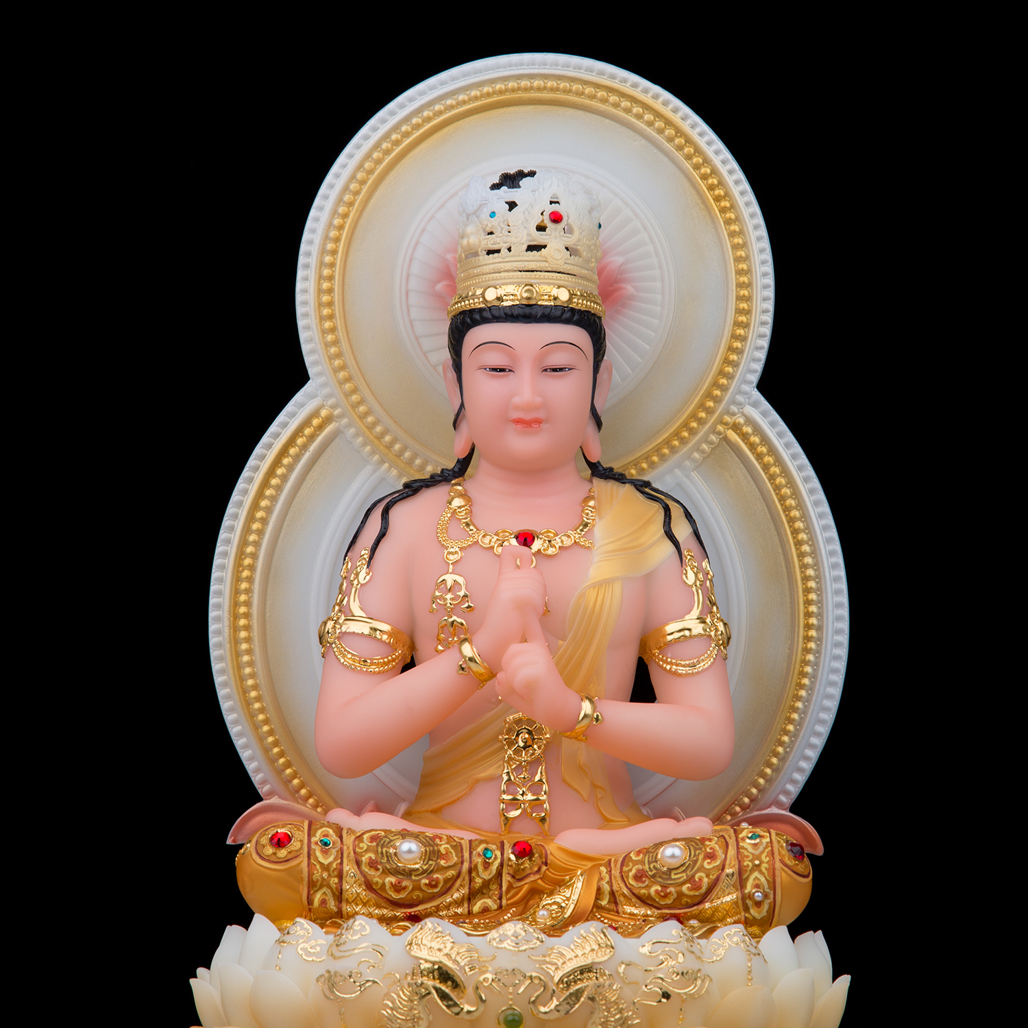 大日如来如来佛佛像汉白玉彩绘毗卢遮那生肖生肖羊装饰摆件