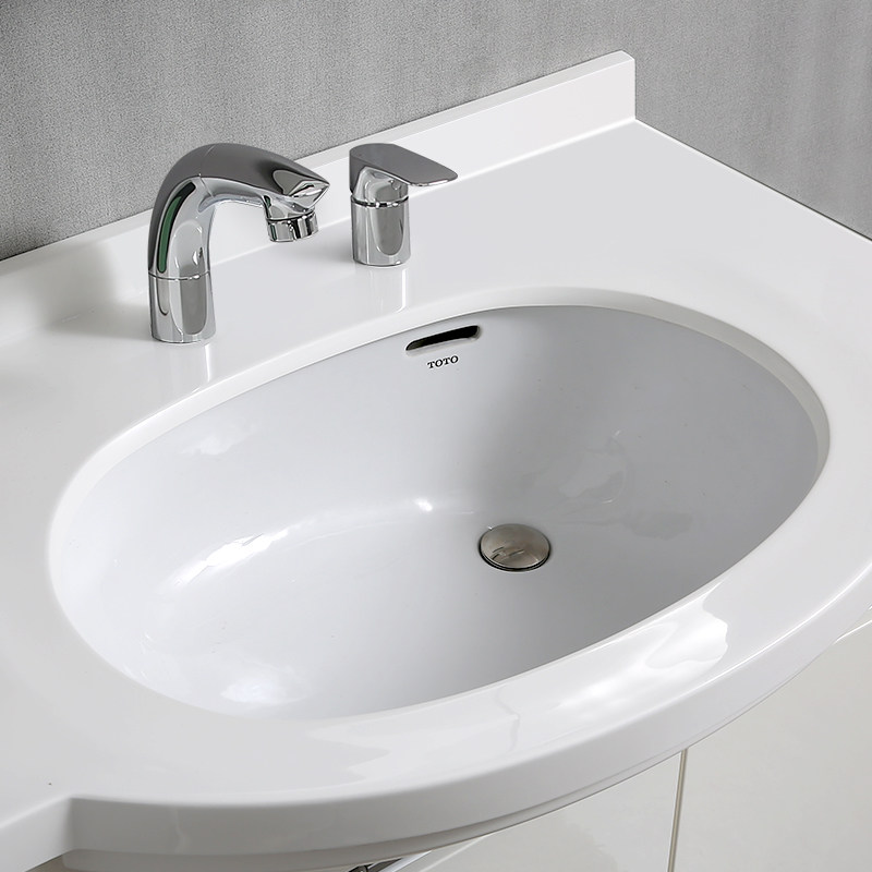 toto台下智洁陶瓷溅水椭圆形嵌入式洗手洗脸面盆台下盆